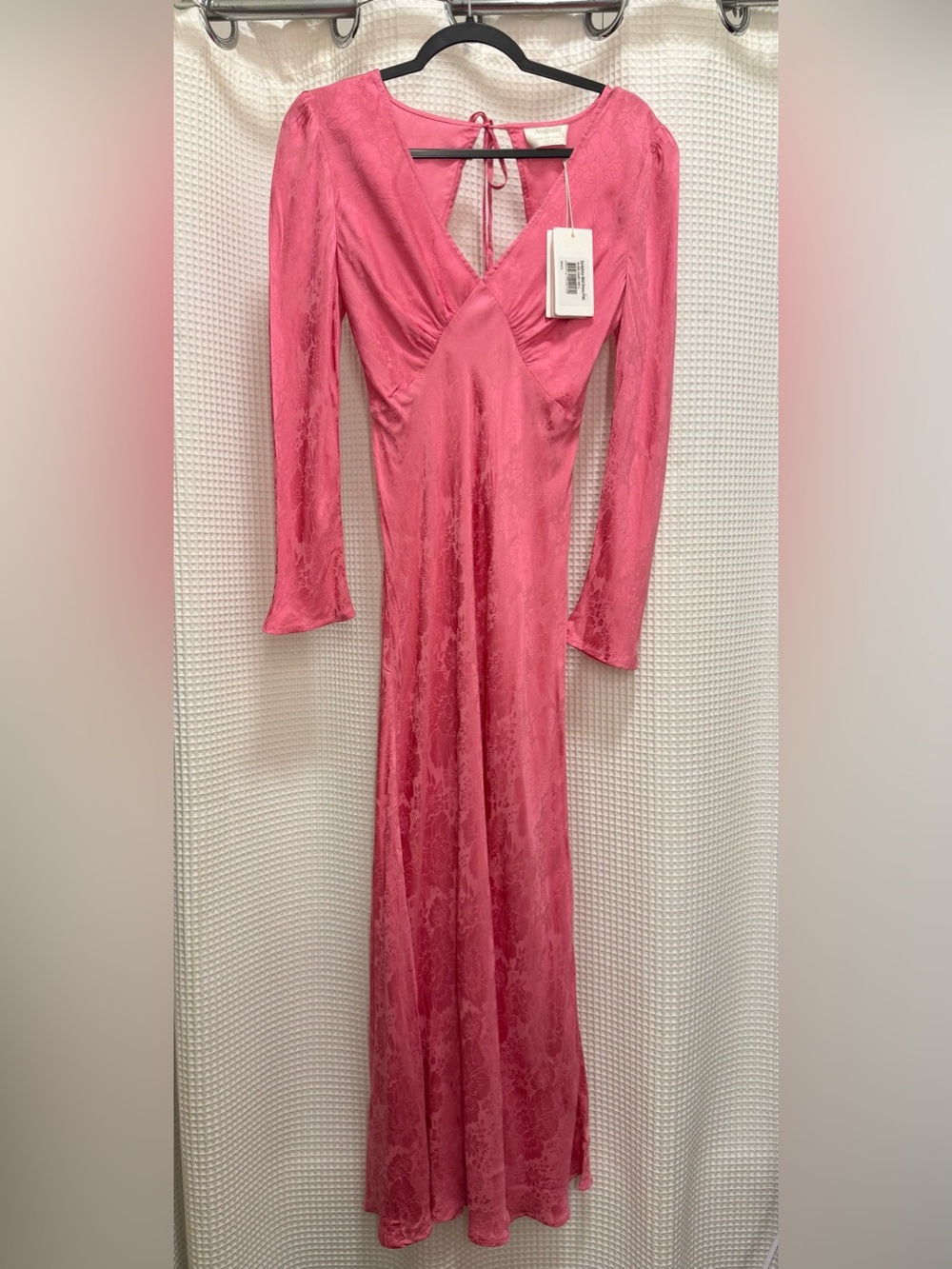 Auguste The Label Rose-Pink Long Sleeve Satin Jacquard Maxi Dress - NWT size L